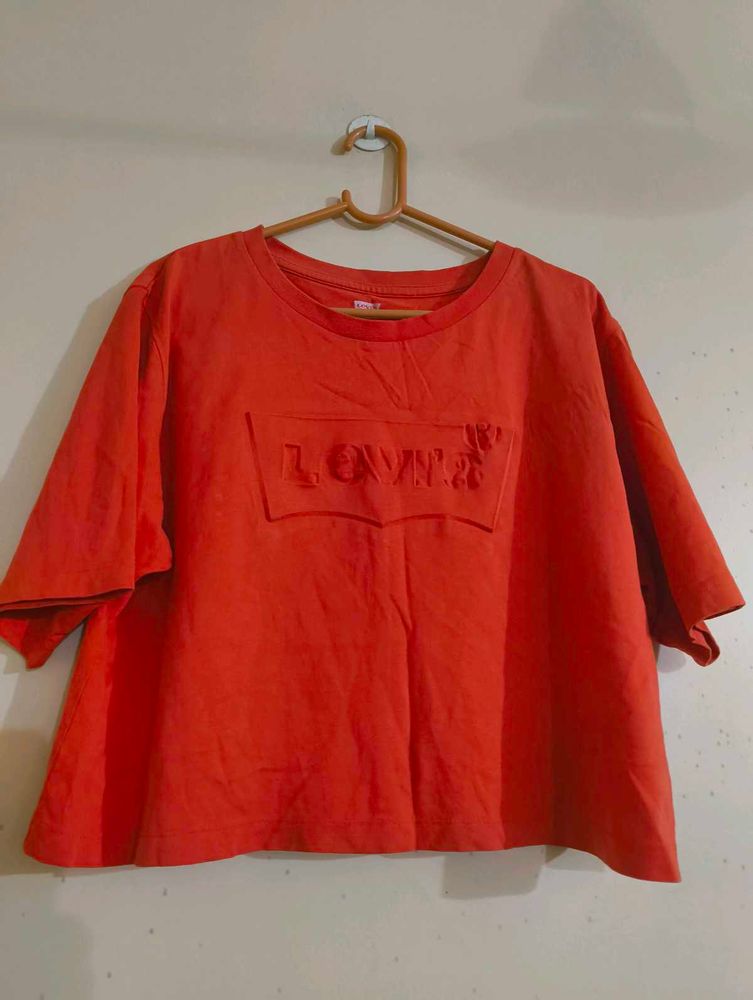 Levi's Orange Cropped T-Shirt