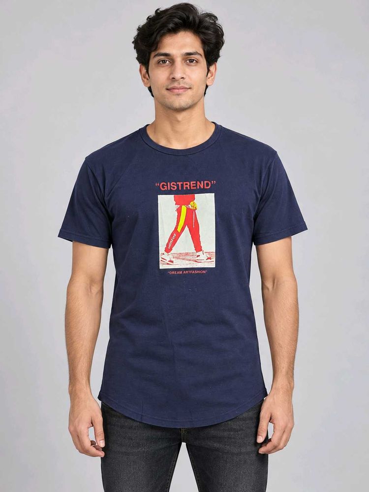 Navy Blue Graphic Print T-Shirt