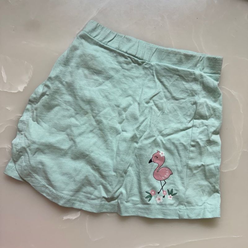 Flamingo Print Wrap On Style Skirt For Baby Girl