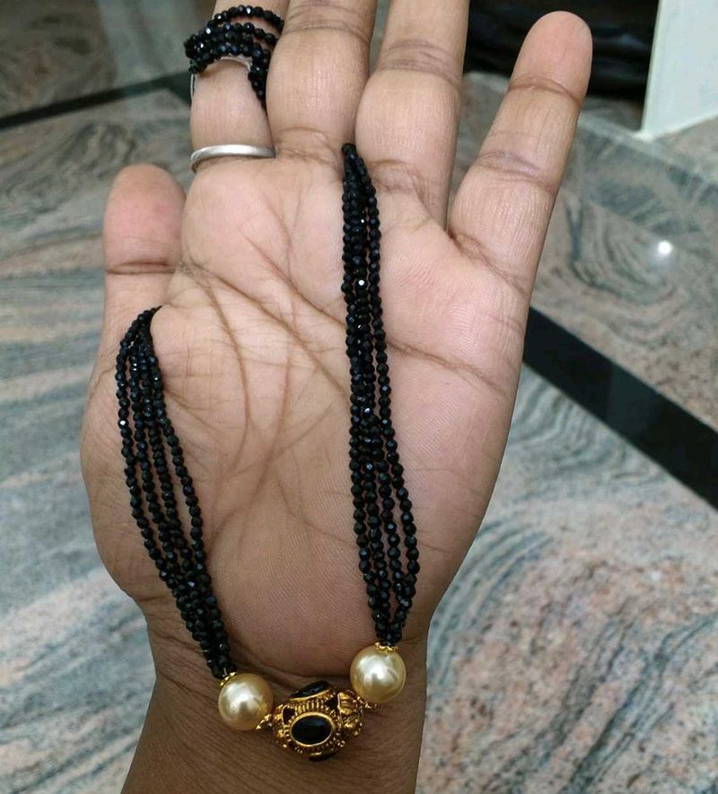 Elegant Black Beaded Necklace