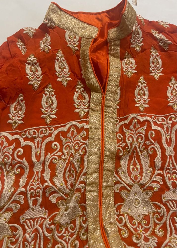 Exquisite Orange Embroidered Kurta Set