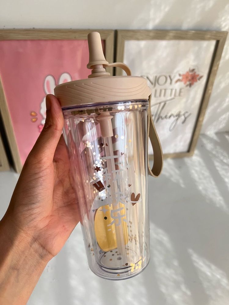 Cute Cartoon Tumbler with Straw