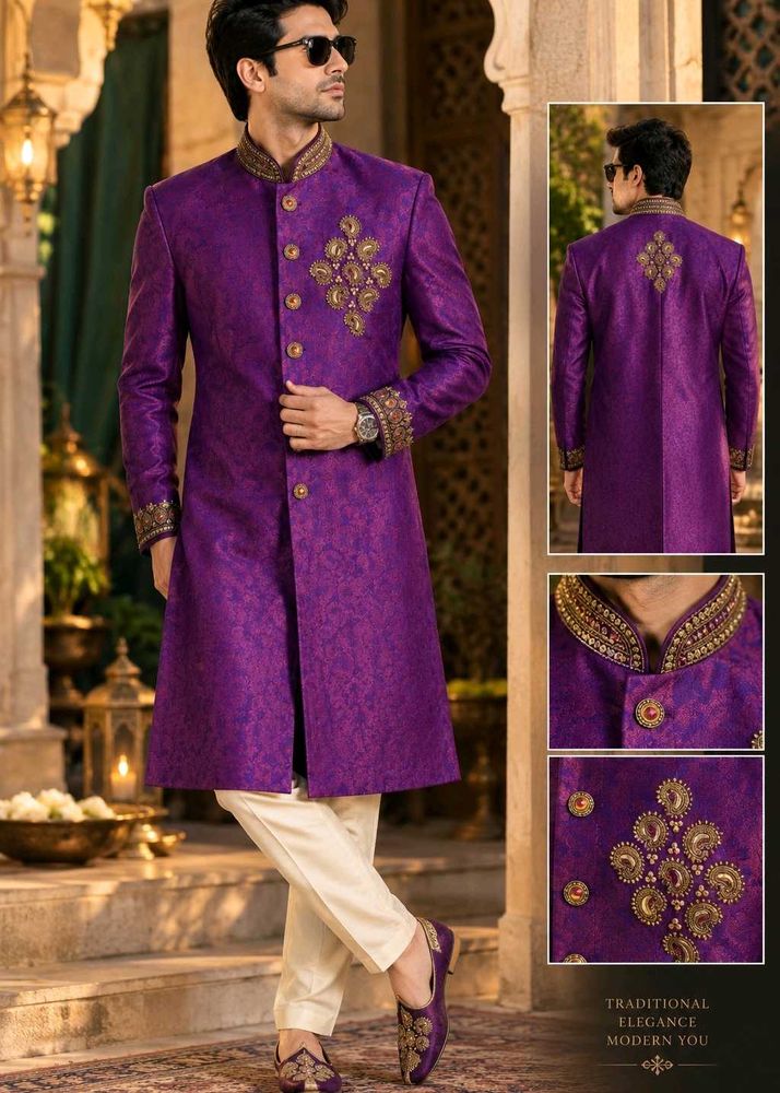 Men's Purple Sherwani