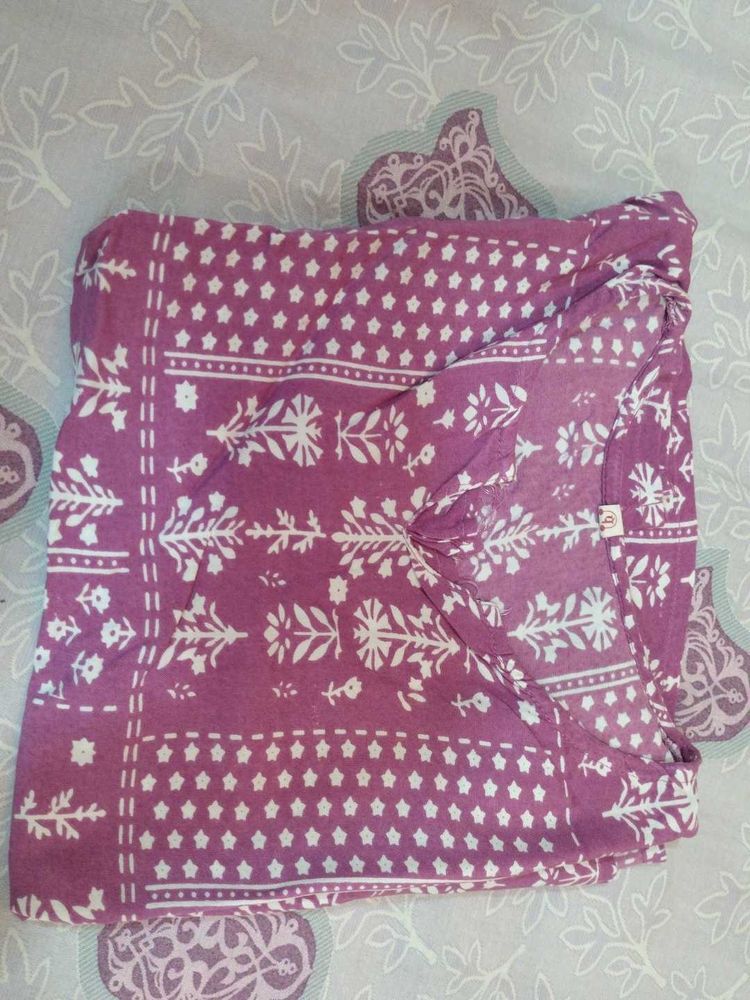 Purple Block Print Kurta