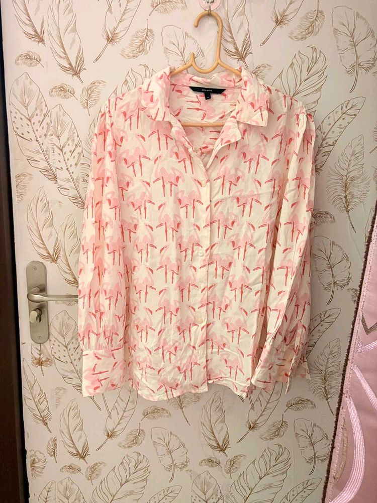 Vero Moda Pink Flamingo Print Button-Up Shirt