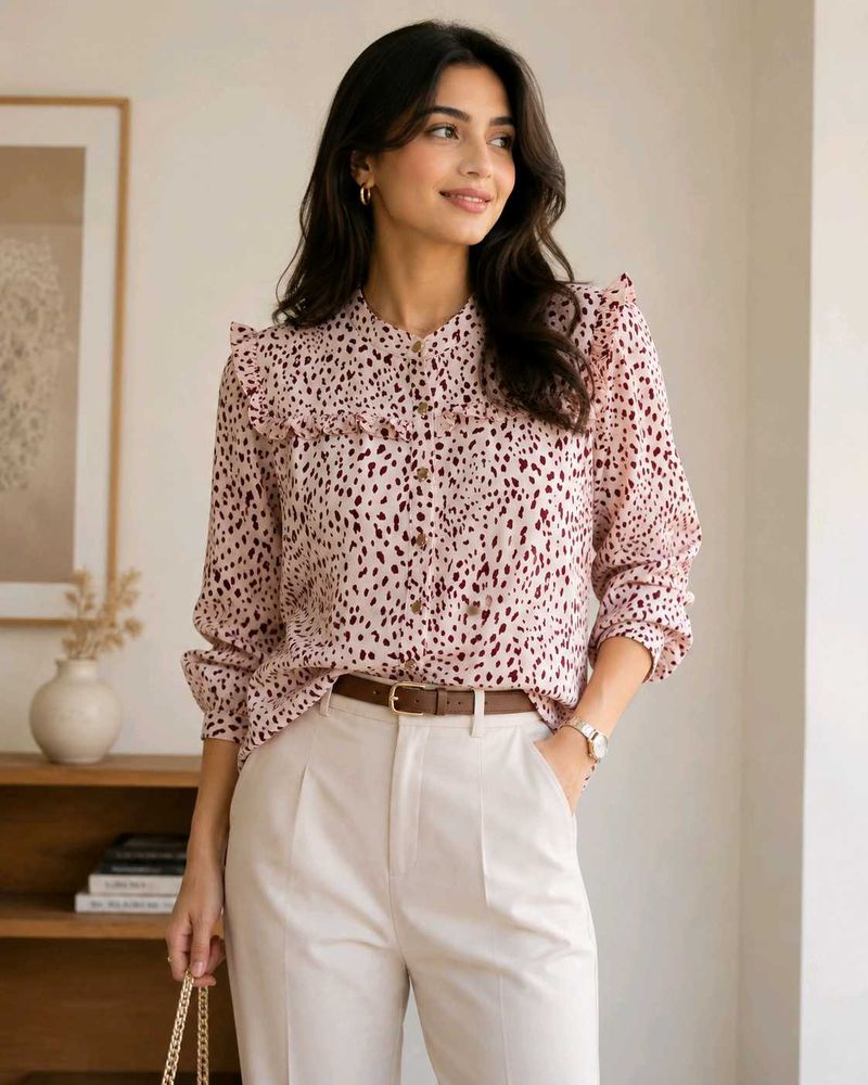 Chic Ruffle Leopard Print shirt