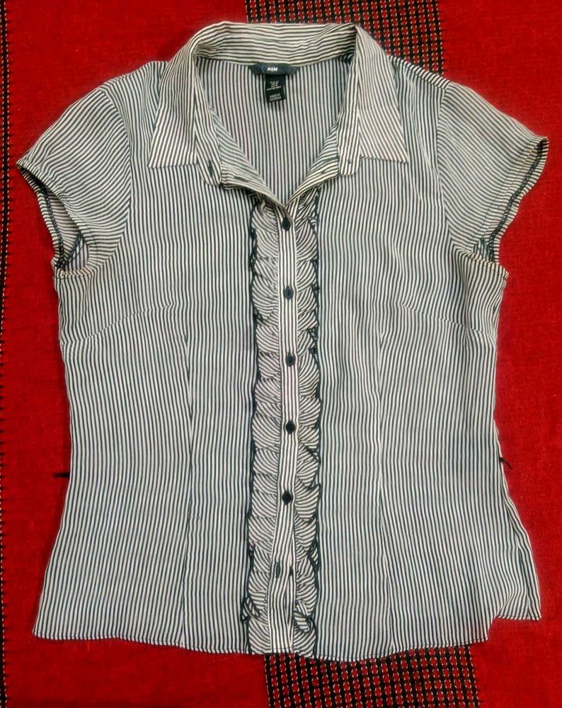 Striped Ruffle Button-Up Shirt