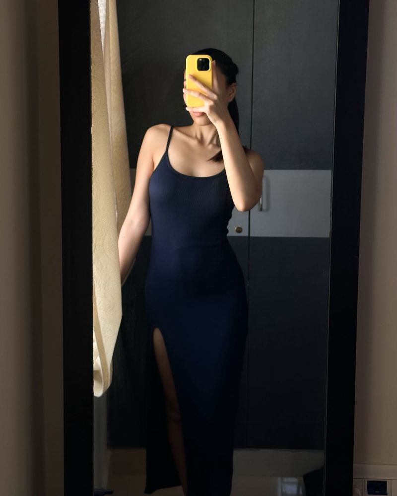 Sleek navy blue Maxi Slip Dress