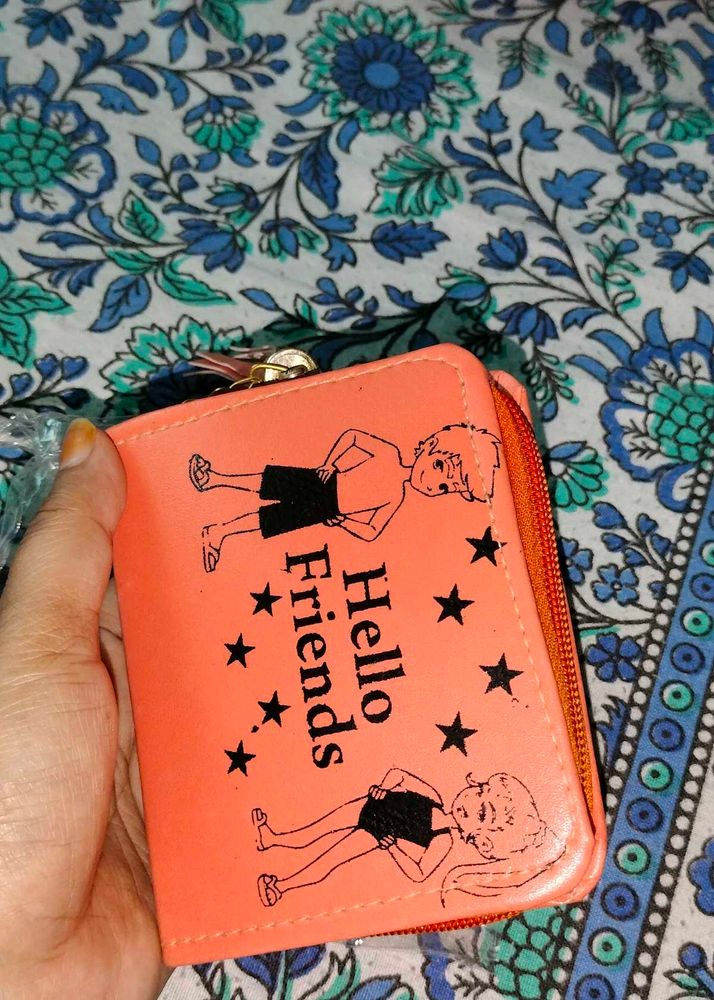 Brand new Cute Orange "Hello Friends" Wallet