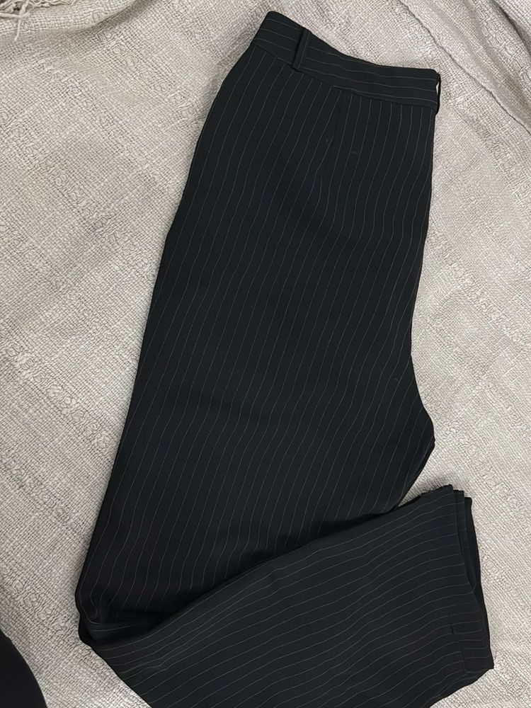 Classic Black Pinstripe Pants