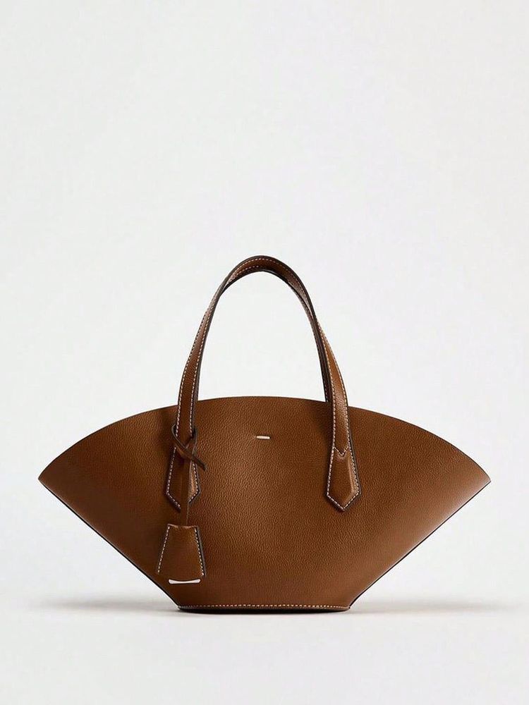Chic Brown Faux Leather Tote Bag