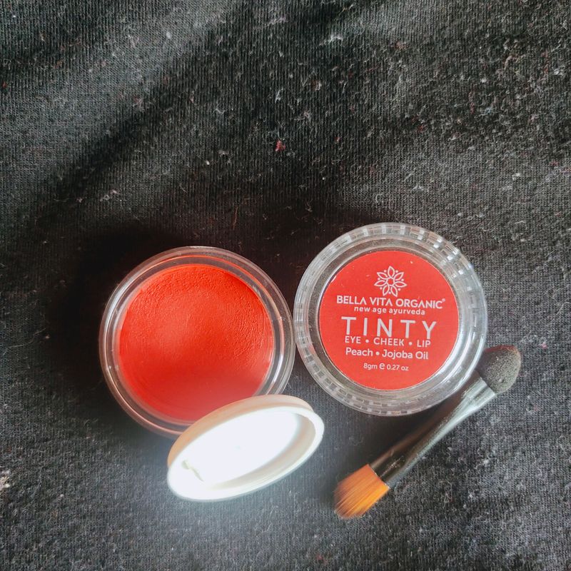 Bella Vita Organic Eye-Cheek-Lip Tint( Peach) with brush