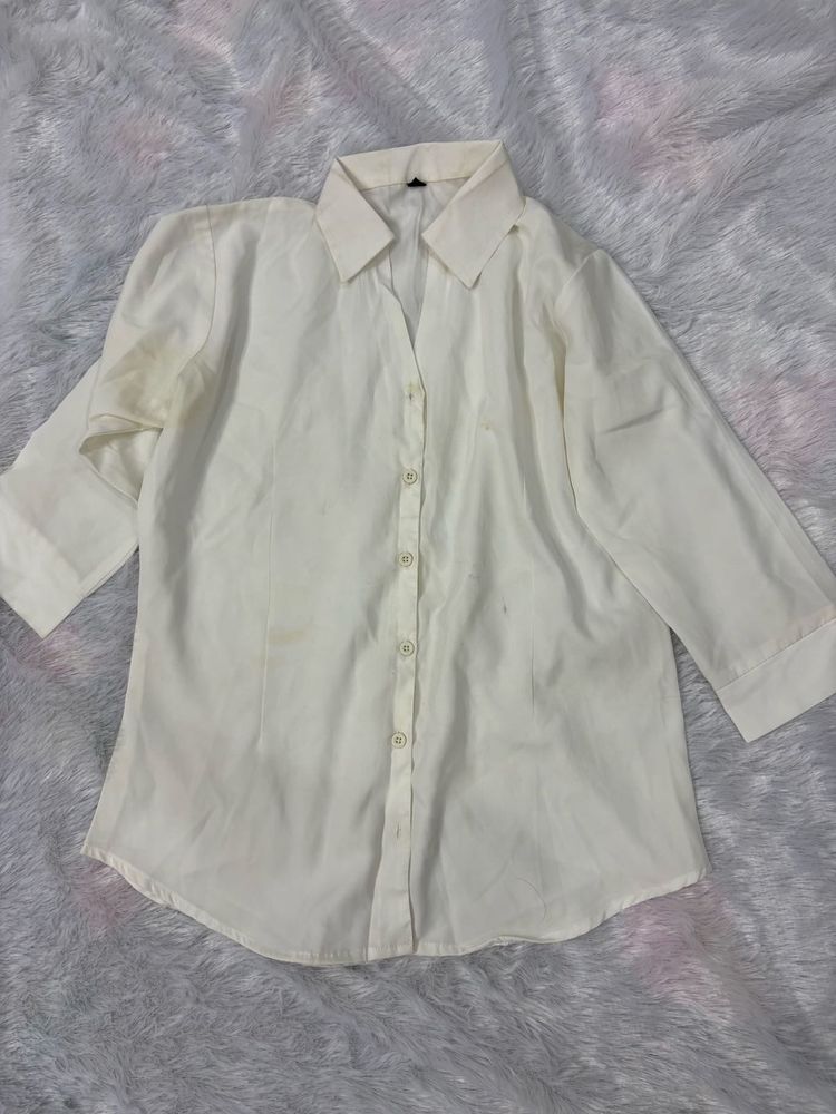 Vintage Cream Button-Up Shirt