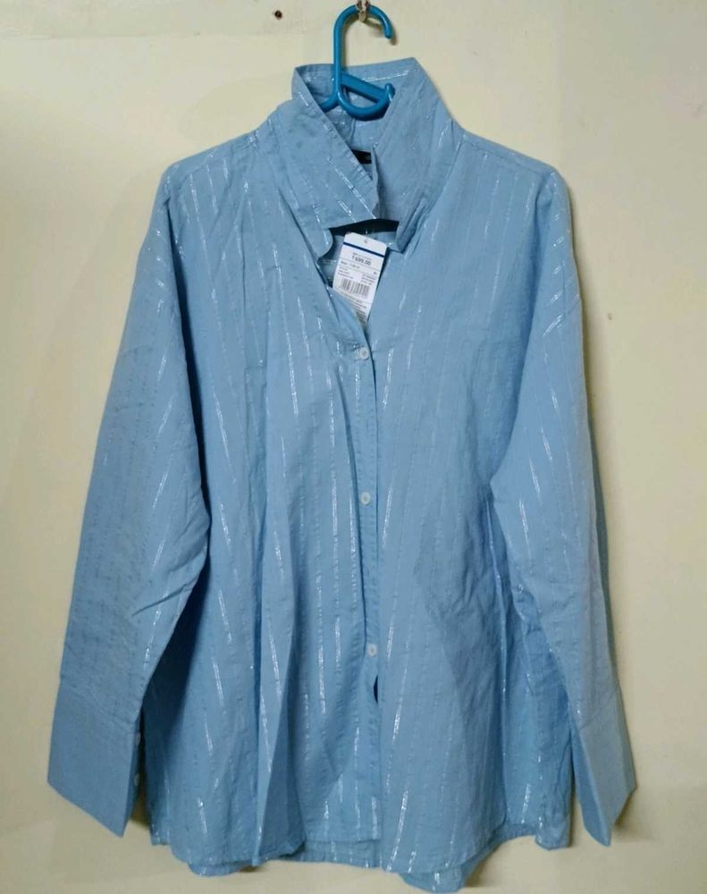Light Blue Striped Button-Up Shirt