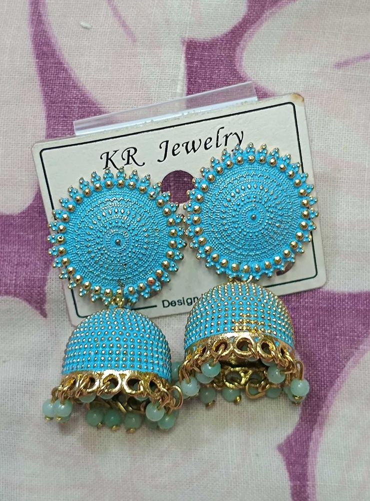 Stunning Blue Jhumka Earrings