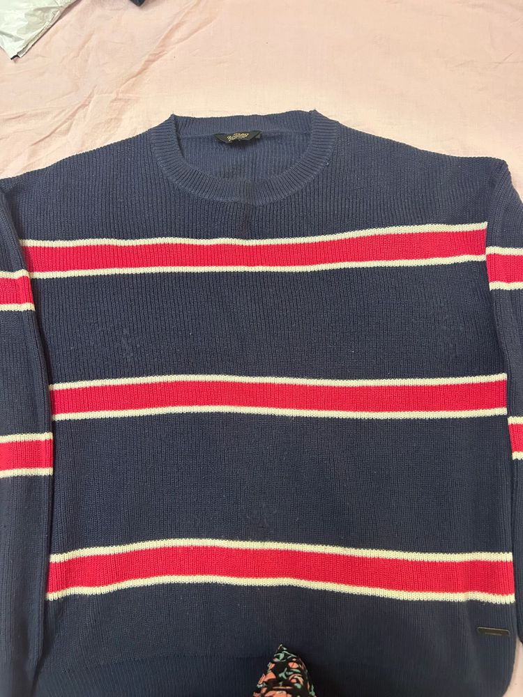 Roadster Blue Striped Sweater