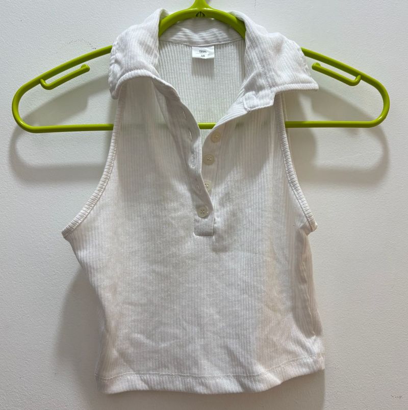 SSS Ribbed Collared Tank Top