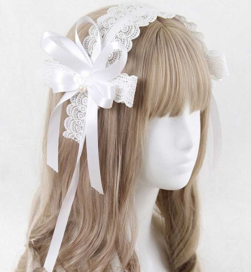 ♡ Lolita Kawaii White Lace Headdress Head