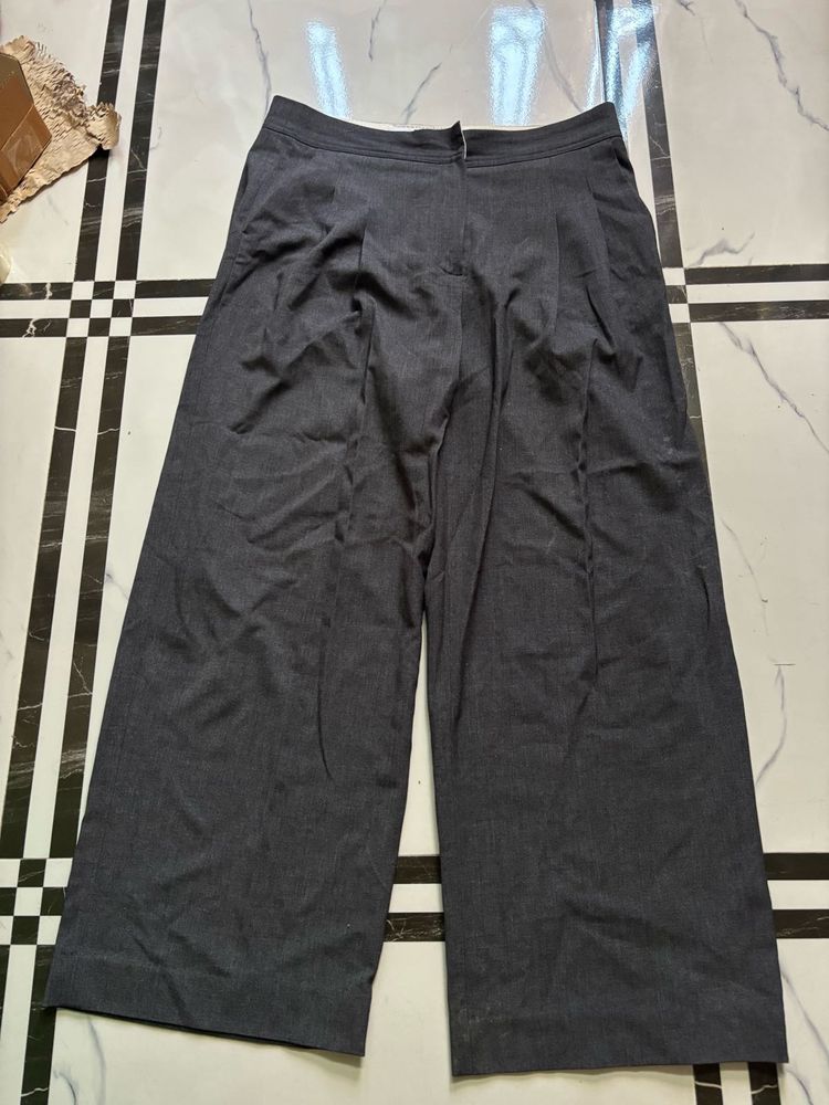 Women's Grey Wide-Leg Trousers