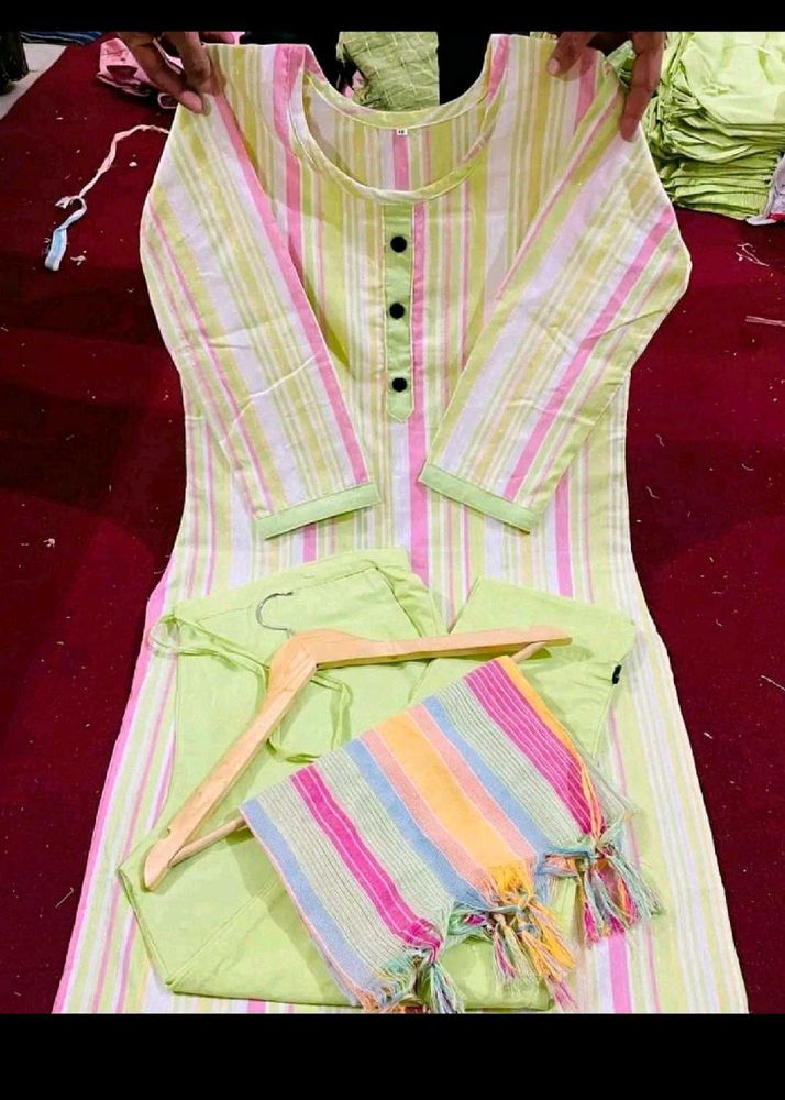 Striped Kurta Set with Dupatta