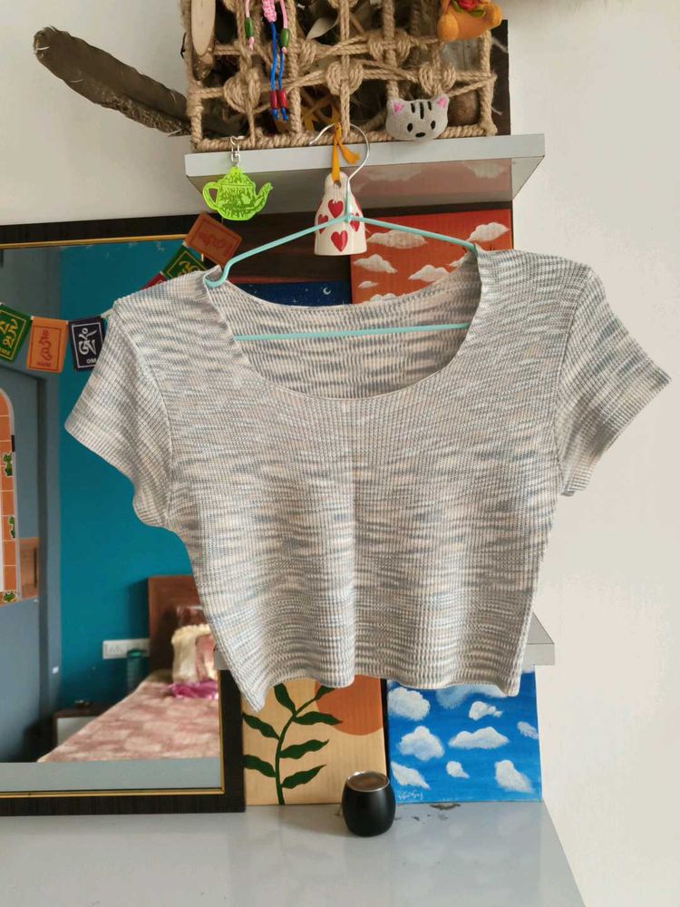 knitted Marled Crop Top