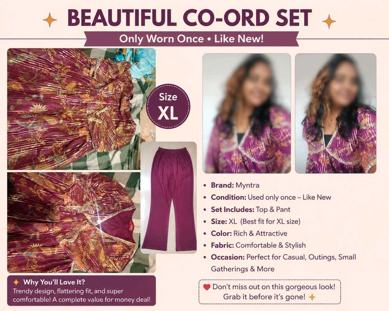 Beautiful Purple Co-ord Set - Like New!