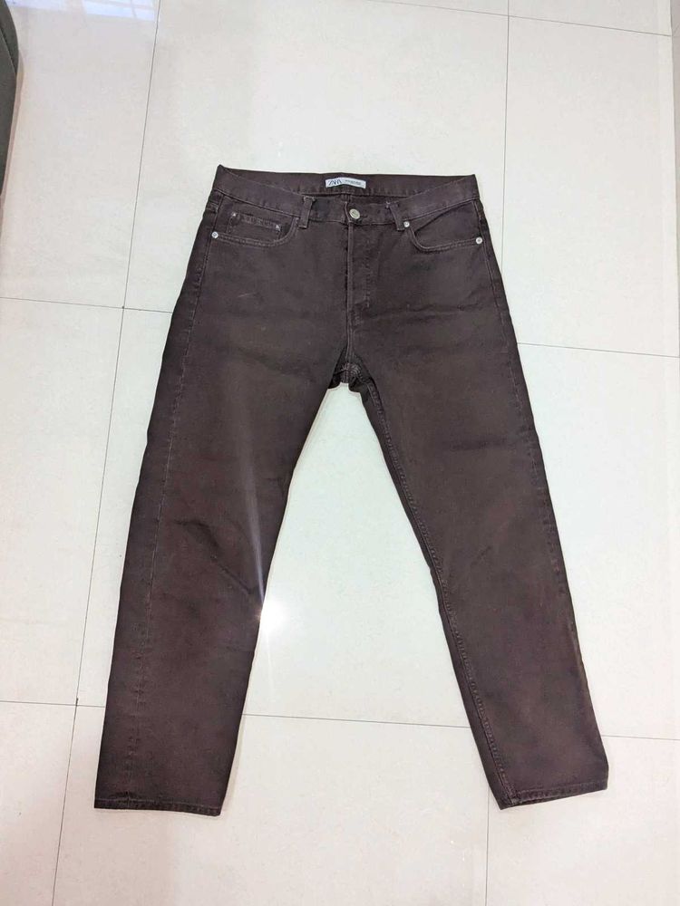 Men's Brown Slim Fit Jeans(Unisex)