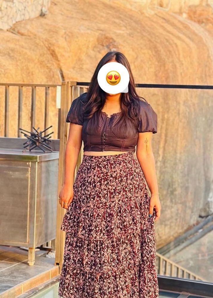 Floral Print Skirt &amp; Top Set