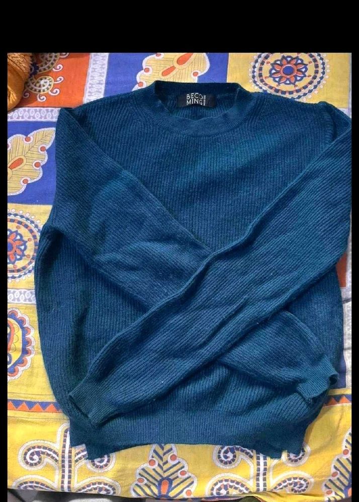 Teal Ribbed Knit Sweater