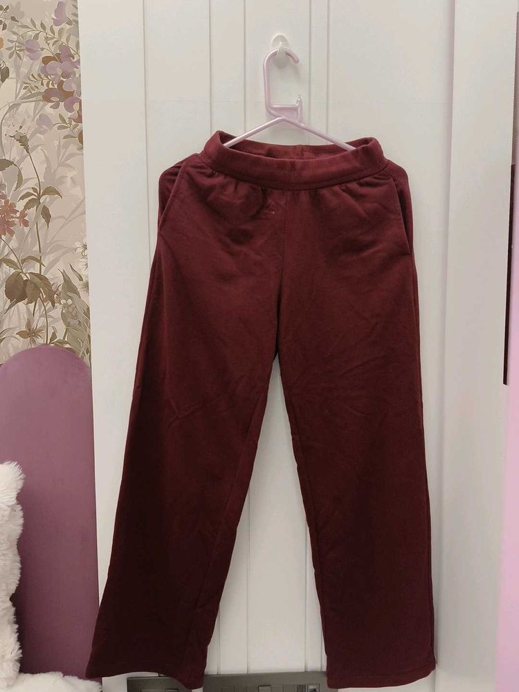 Cozy Maroon Wide Leg Pants