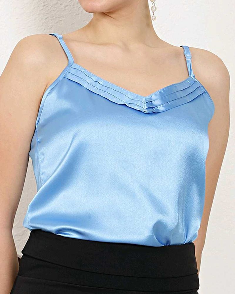 Blue Satin Cami Top