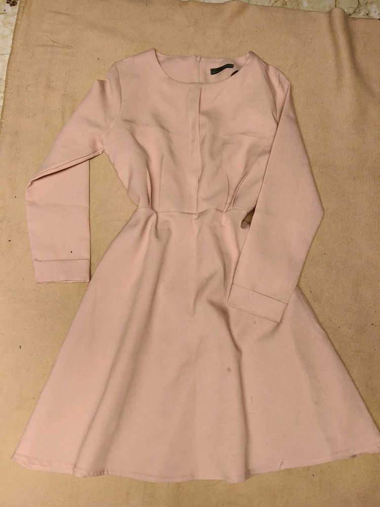 Light Pink A-Line Midi Dress