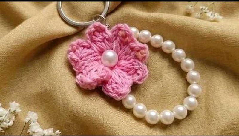 Handmade Crochet Flower Keychain