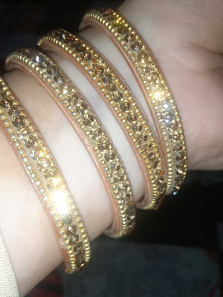 Elegant Crystal Bangles - Set of 4