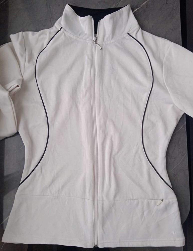 Women's White Zip-Up Jacket