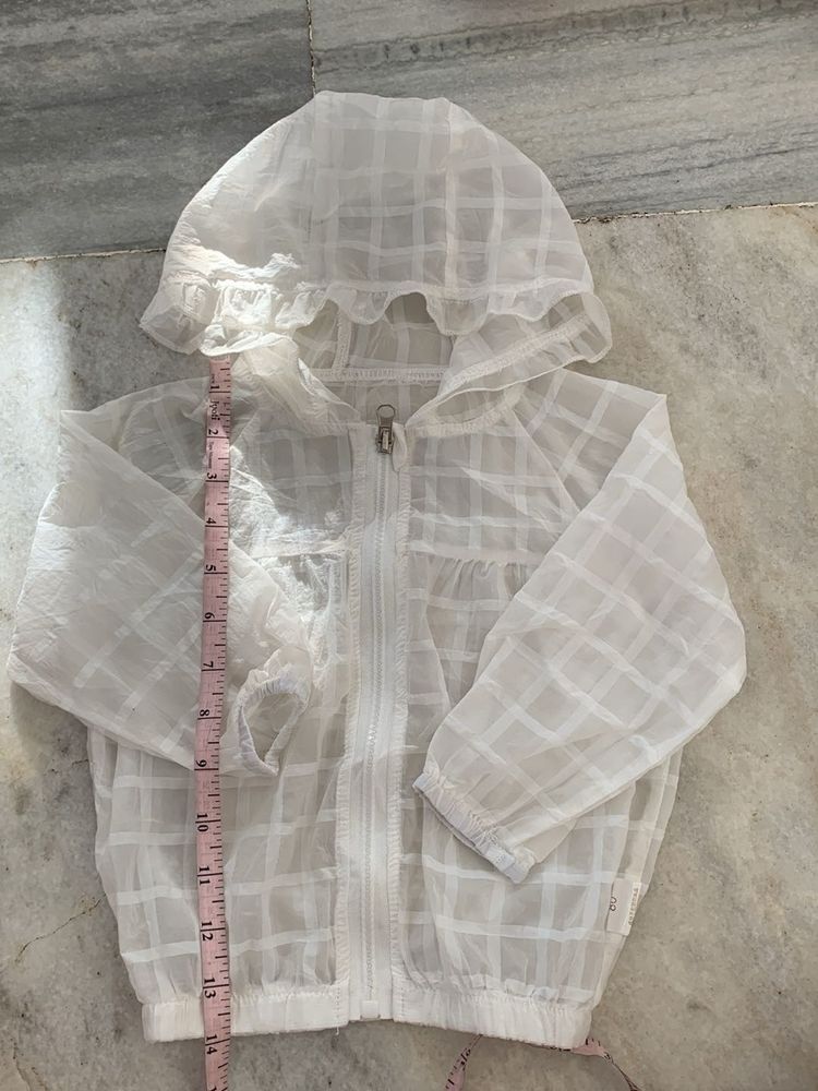 Sheer White Hooded Jacket windbreaker