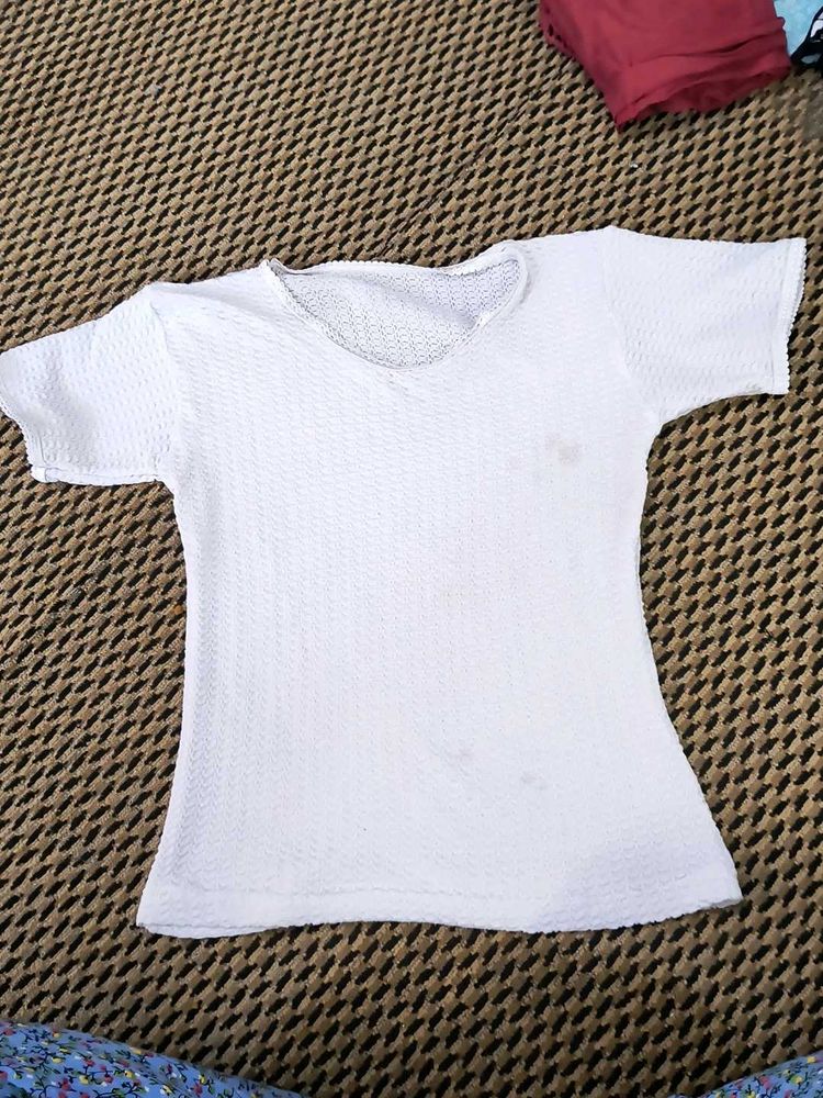 Comfortable White Textured T-Shirt