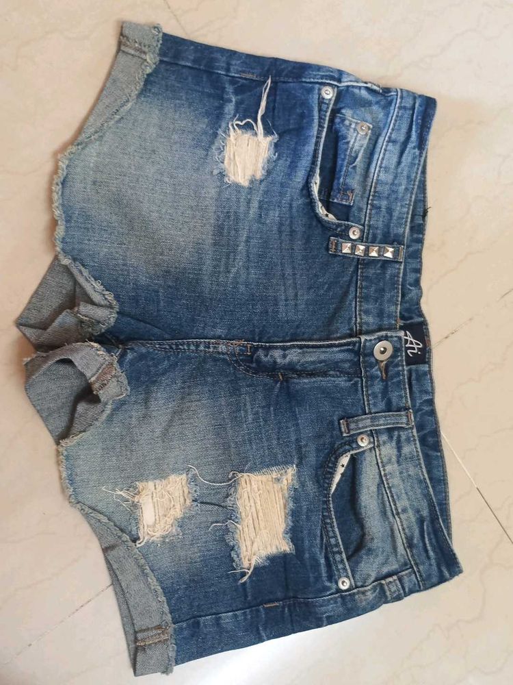 Distressed Denim Shorts