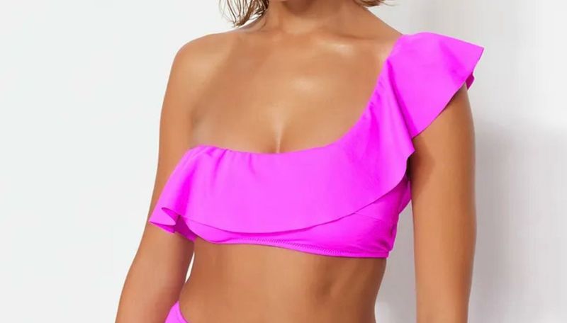 Hot Pink One-Shoulder Ruffle Crop Top