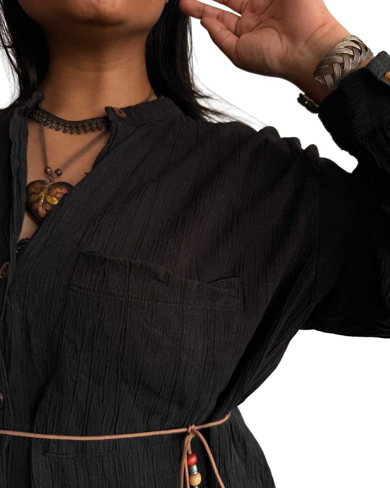 Boho Textured Black Kurta