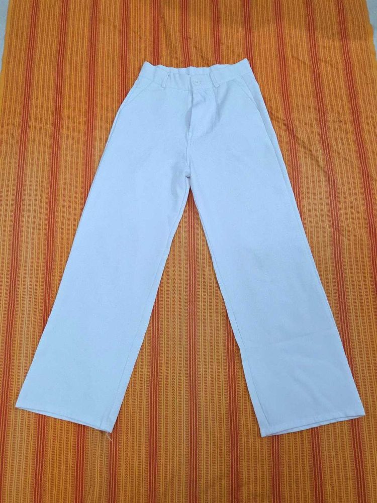 Wide-Legged White Pants