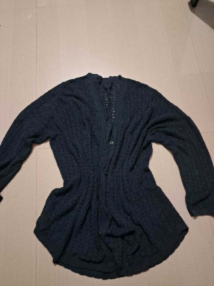 thrifted Chic Textured Button-Up Cardigan