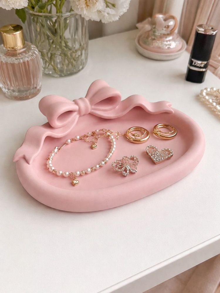 Blush Enhanced  Bow Jewelry Dish