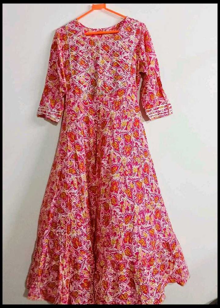 Beautiful Pink Floral Ethnic Gown