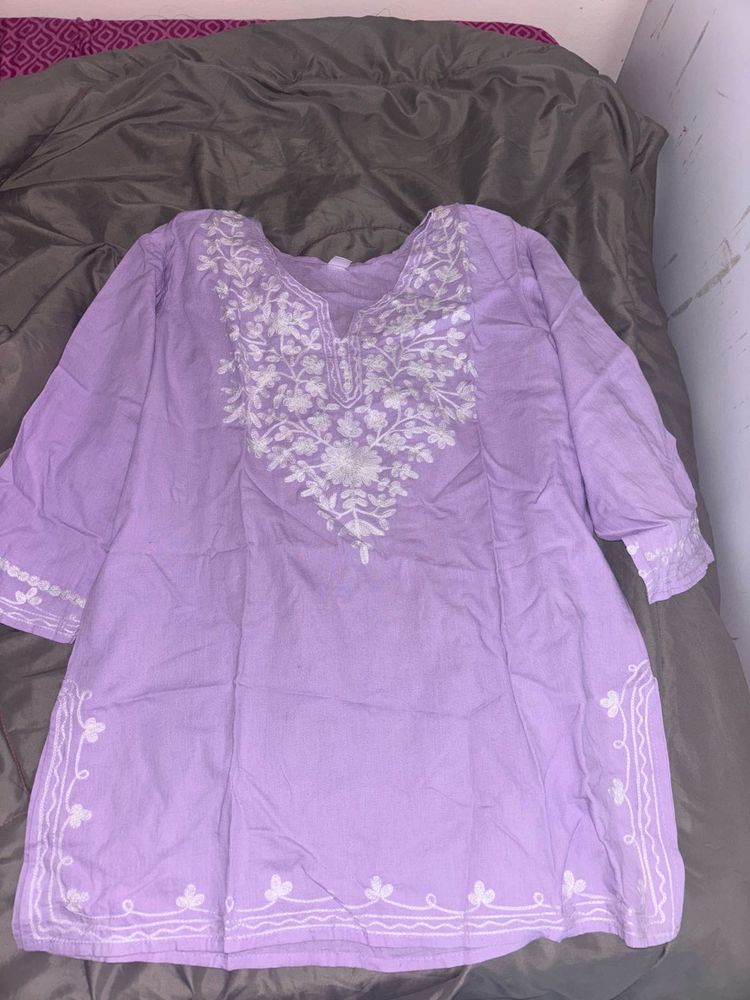Beautiful Lavender Embroidered Kurta