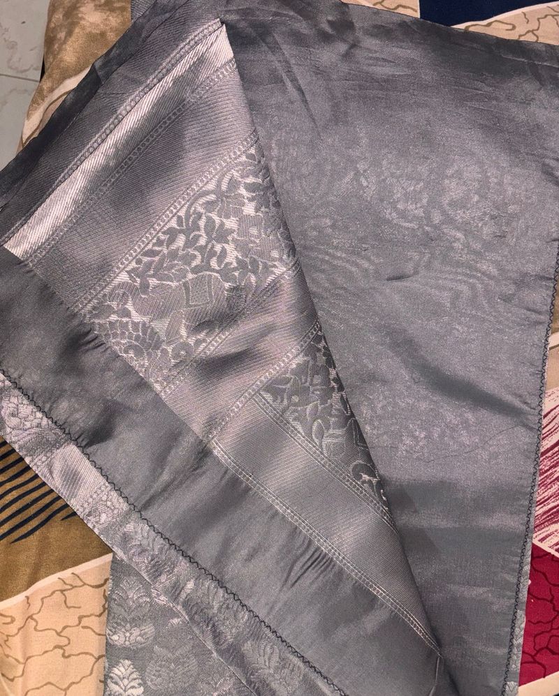 Elegant Grey Silk Saree