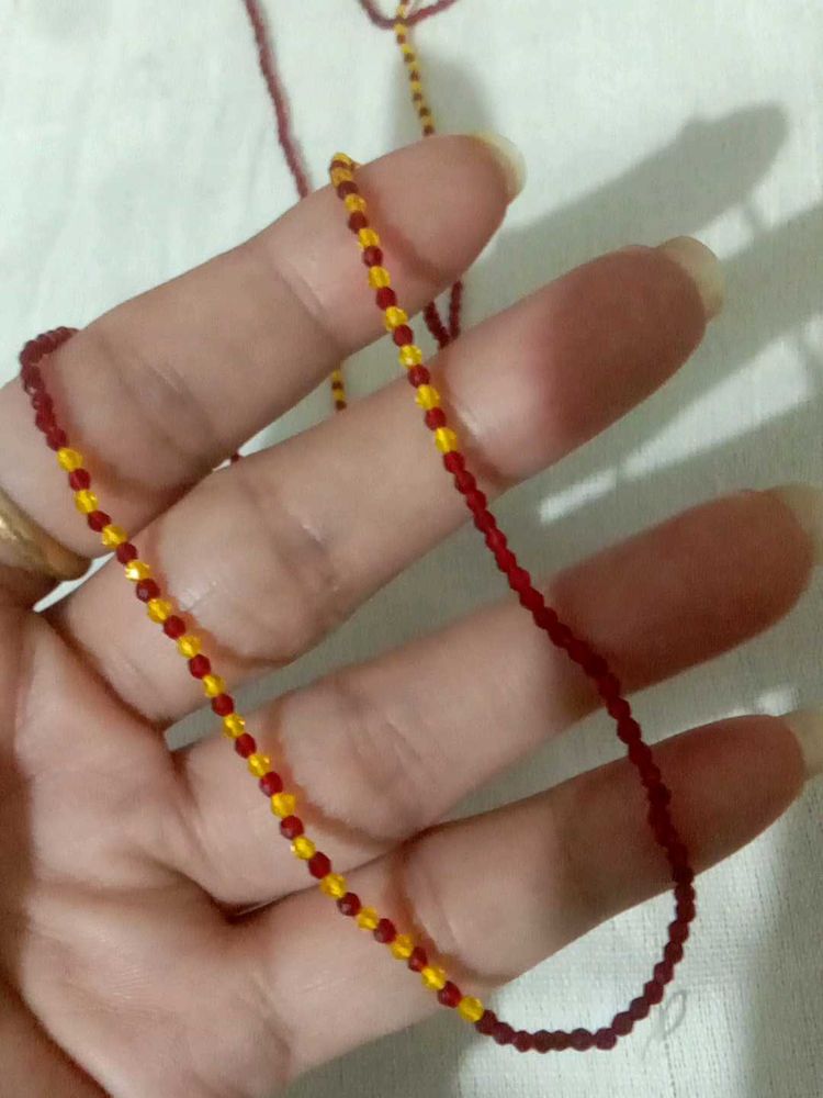 Red and yellow Beaded Necklace