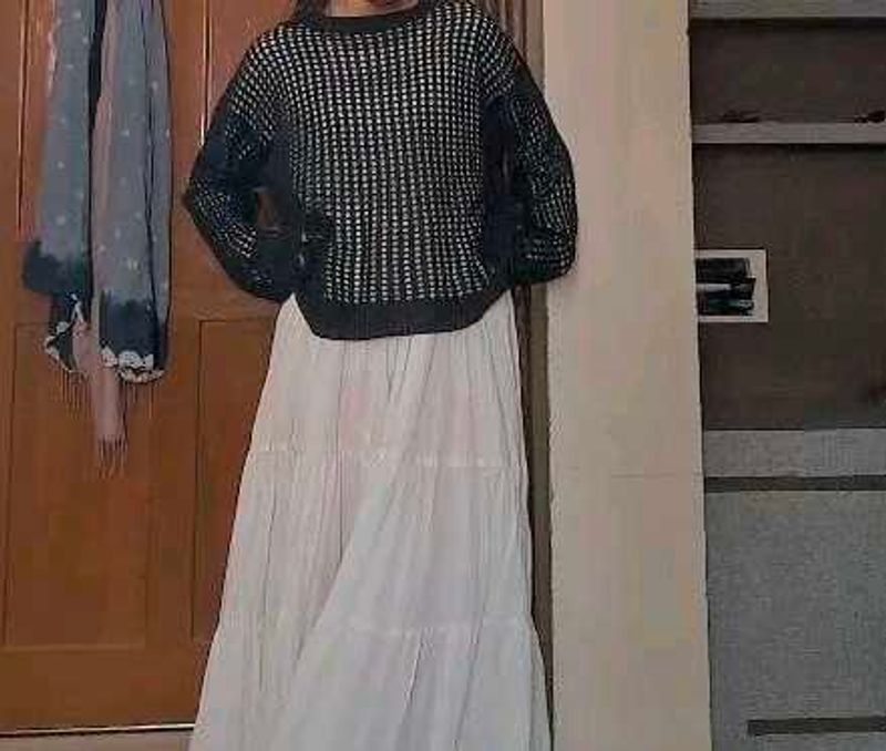 Chic Black Mesh Knit Top
