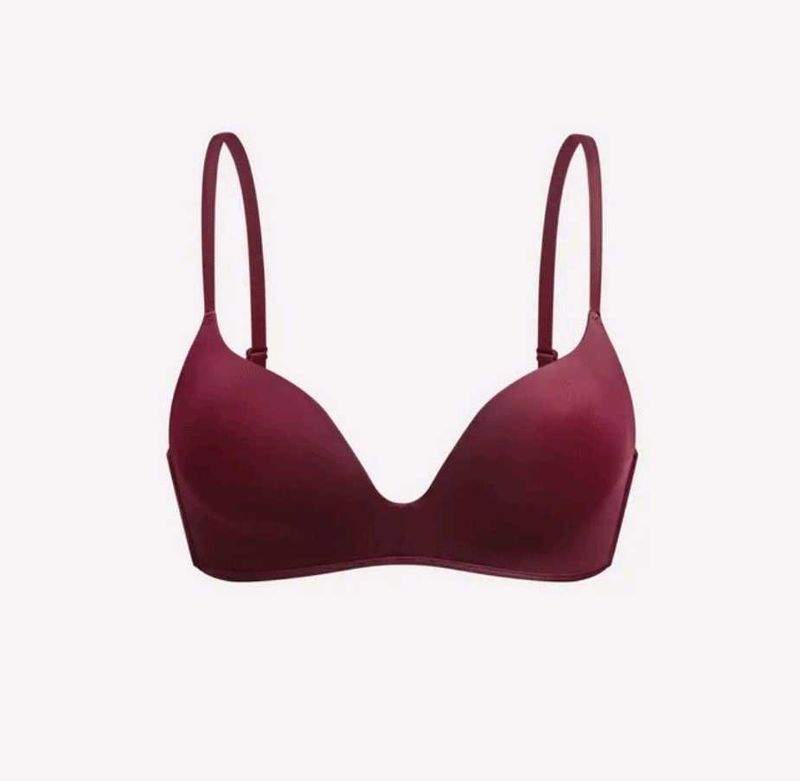 Maroon Padded Push-Up Bra