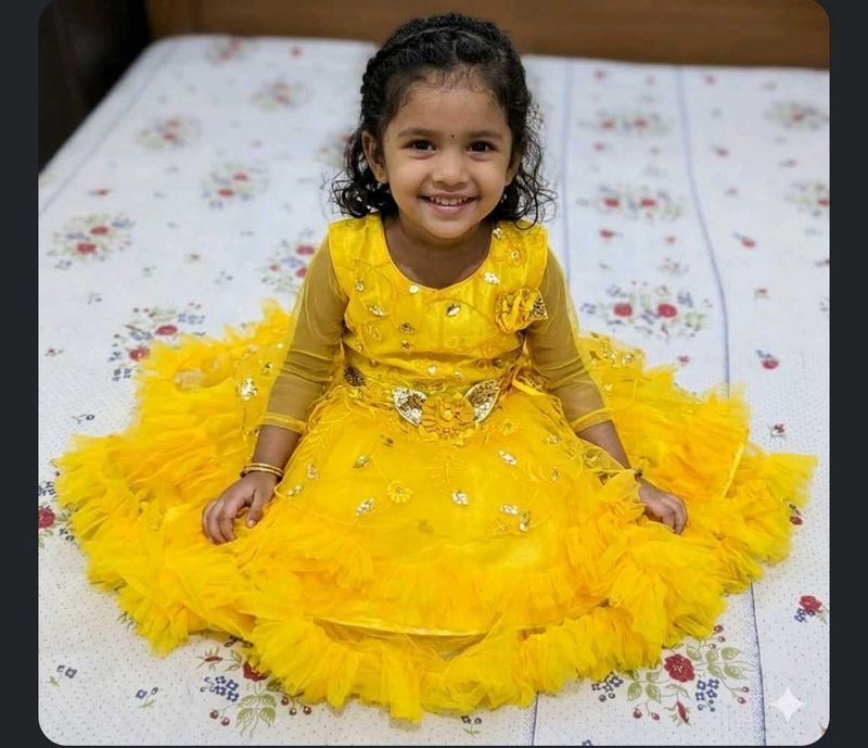Girls Yellow Party Dress